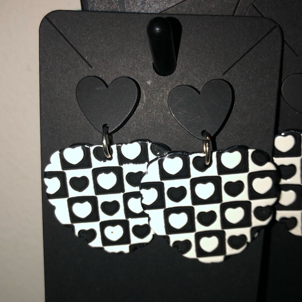 Handmade Checkered Heart Flat-backs Acrylic Earrings 🦄3 for $15 /4 for $20🦄